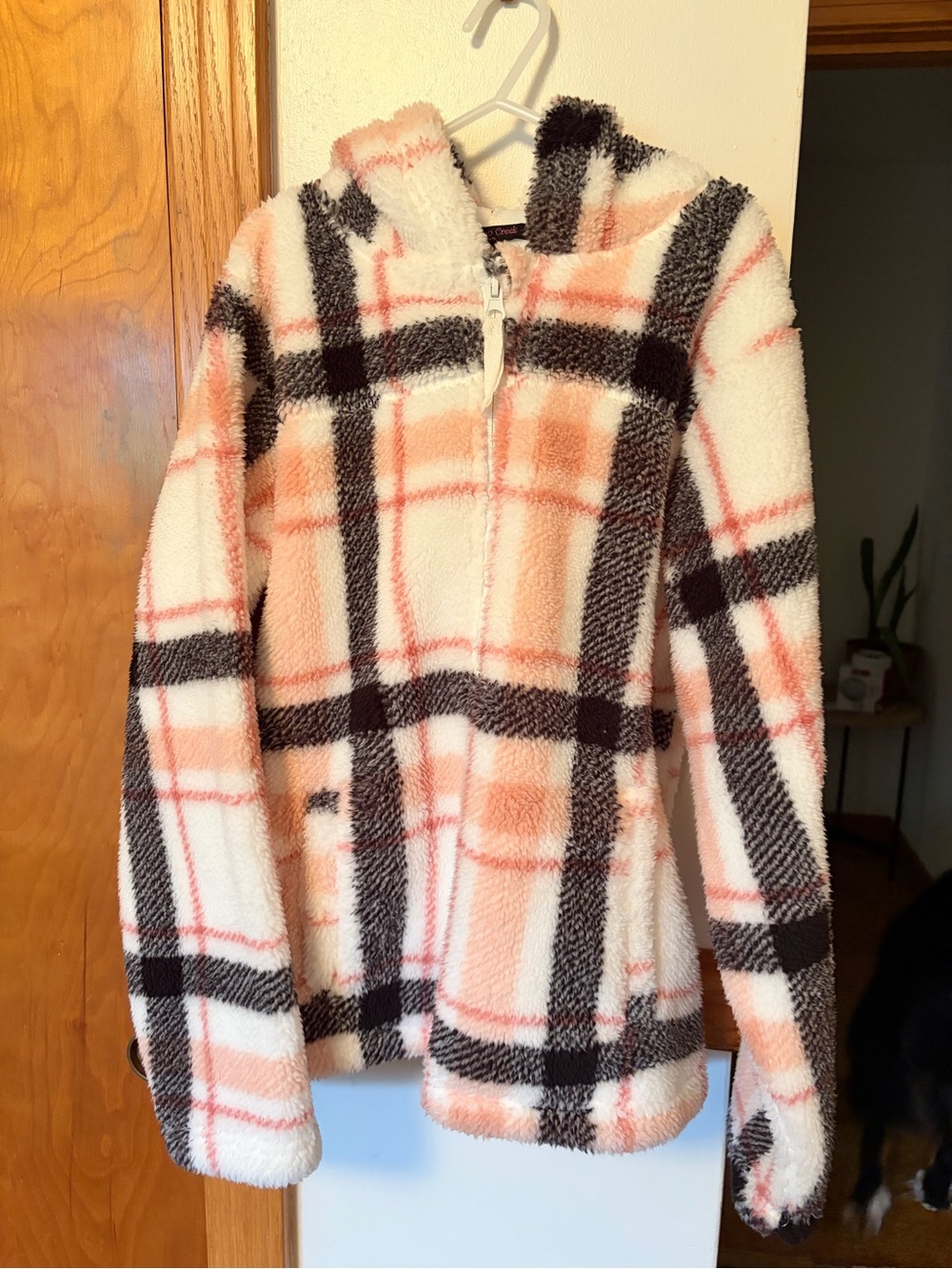 NWOT Cozy Peach Plaid Hooded Puffer Jacket for Kids